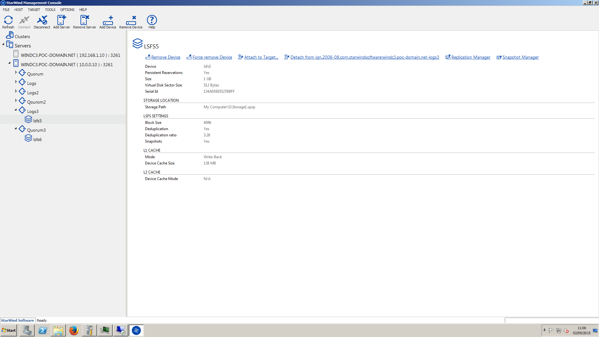 screenshot of MSCS &quot;data&quot; disk configuration