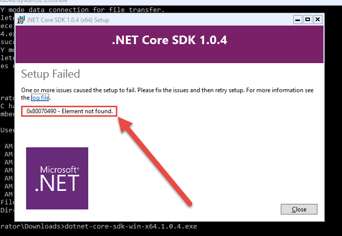 11156 Error on .Net Core / VC install