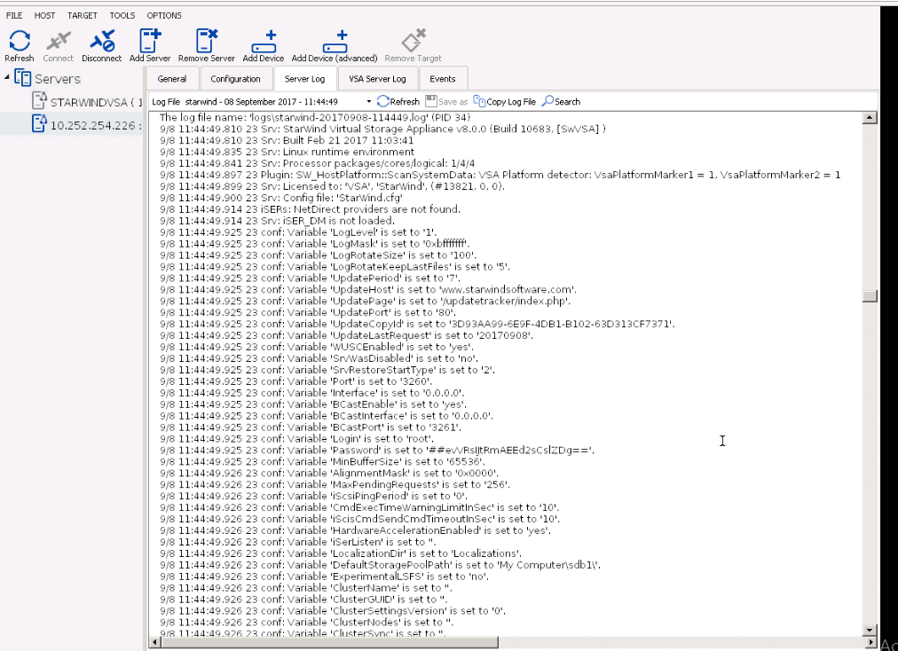 I have tried to copy the text or save the log file but the browser " chrome " does not seem to allow this functionality