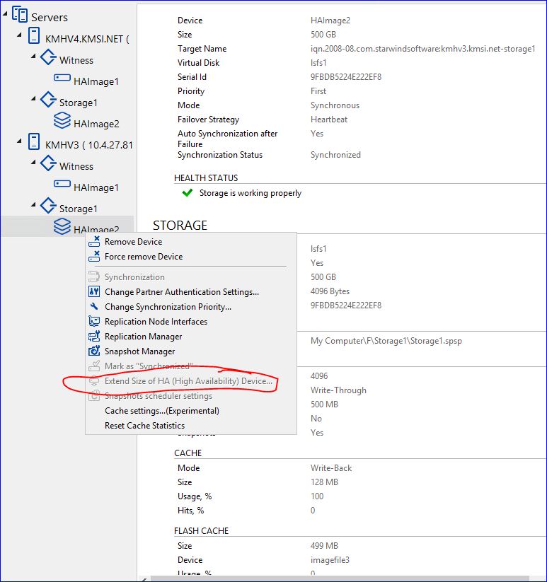 Screenshot of grayed-out extend option in menu