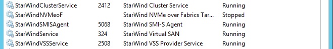 StarWind Services that are Running