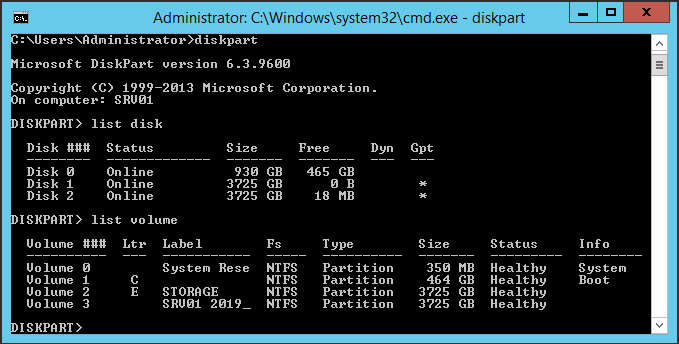 The disks I want to virtualize. Ignore Volume 3, it is an USB disk and not required.