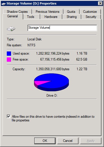 Storage volume disk usage