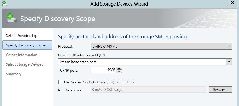 add VMSAN which has the SMS-I service pointing to the StarWind system