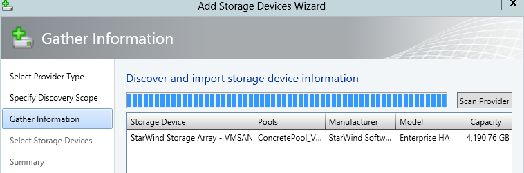 Discovering the storage via SMI