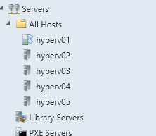 listing of Hyper-v servers, all are on the domain and should have full access