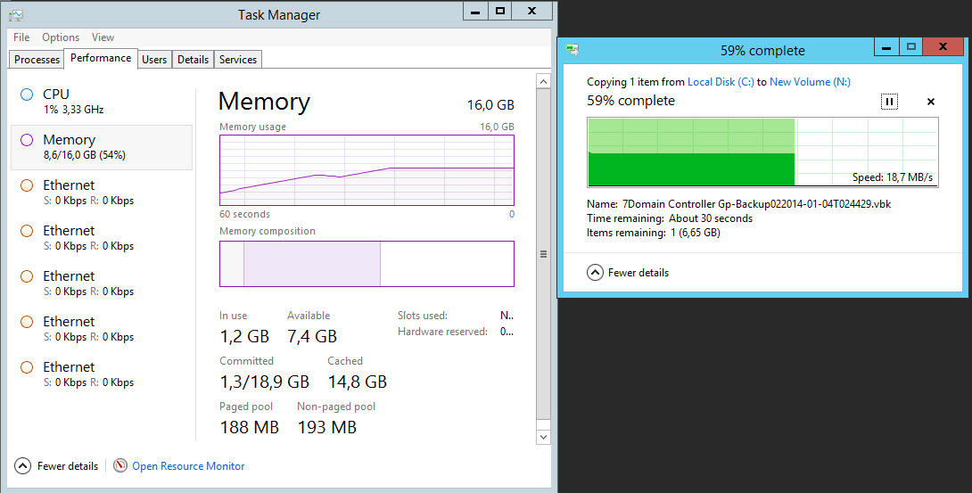 Here you can see speed dropping when copying to flash